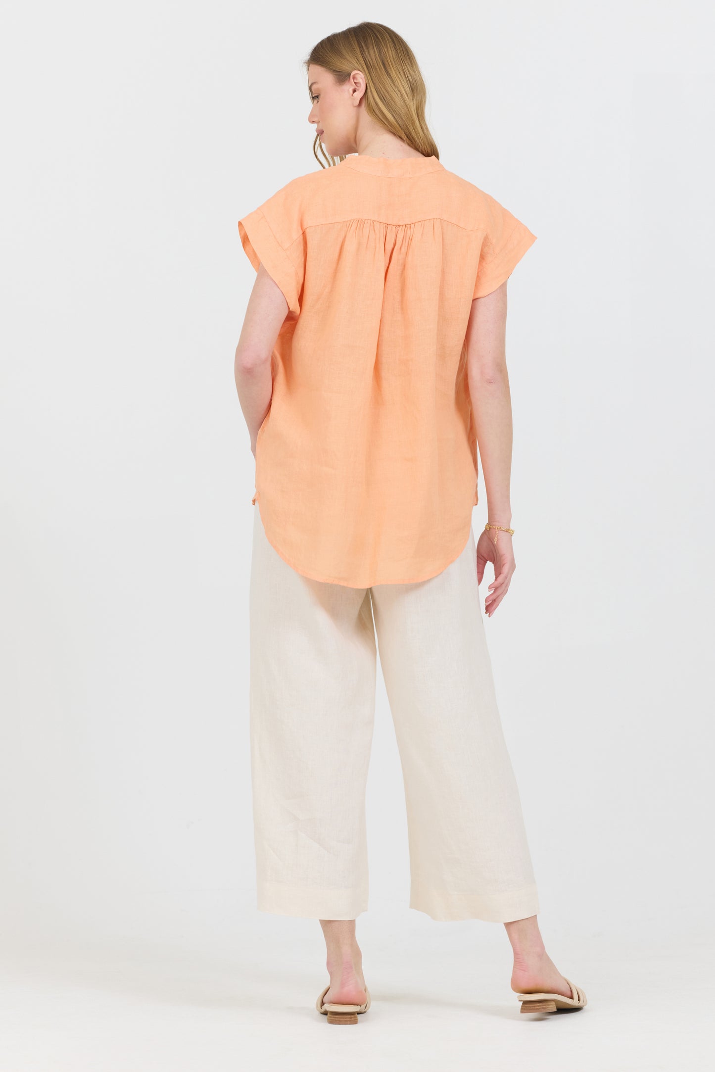 Linen Button Up - Coral