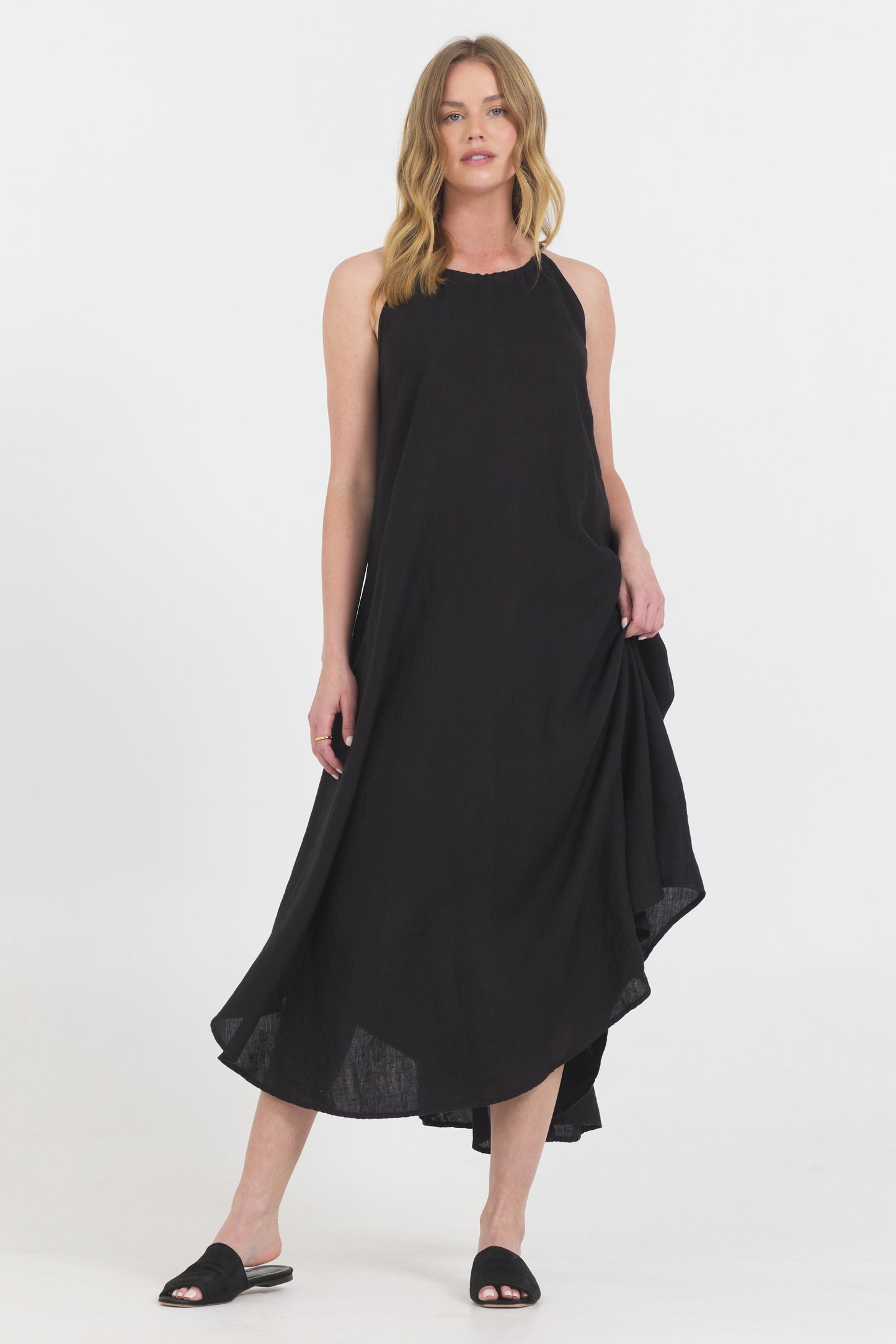 Linen Summer Dress - Black