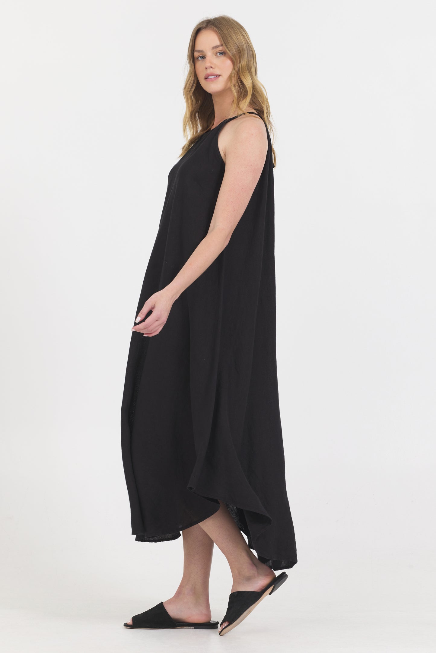 Linen Summer Dress - Black