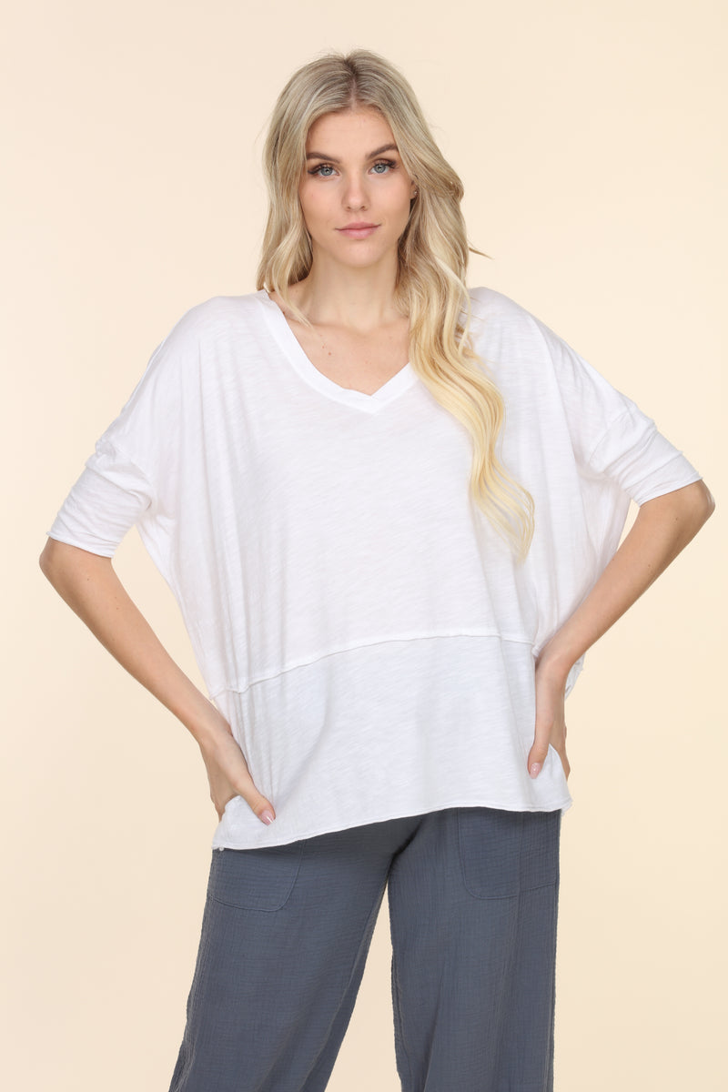 Linen V-Neck Shirt - Chambray