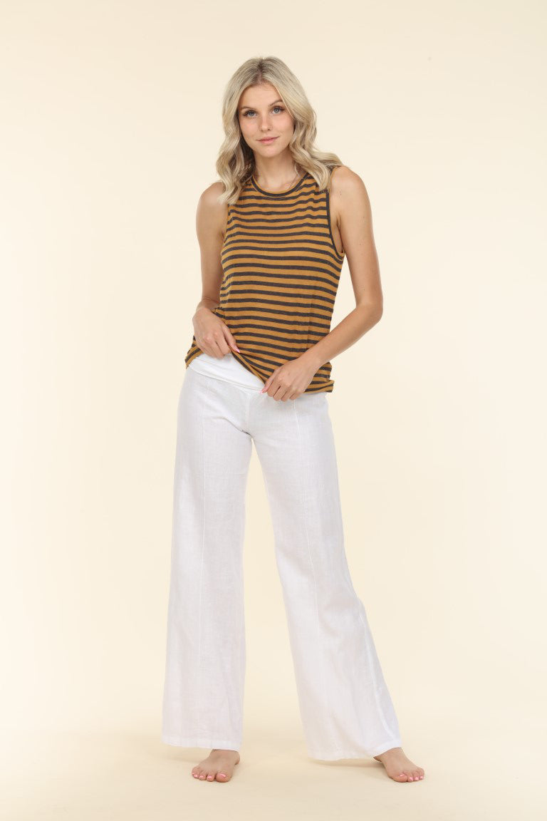 Linen Foldover Shorts - White