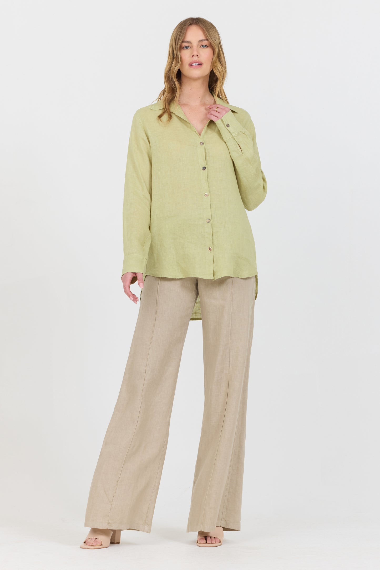 Linen Foldover Pants - Canvas