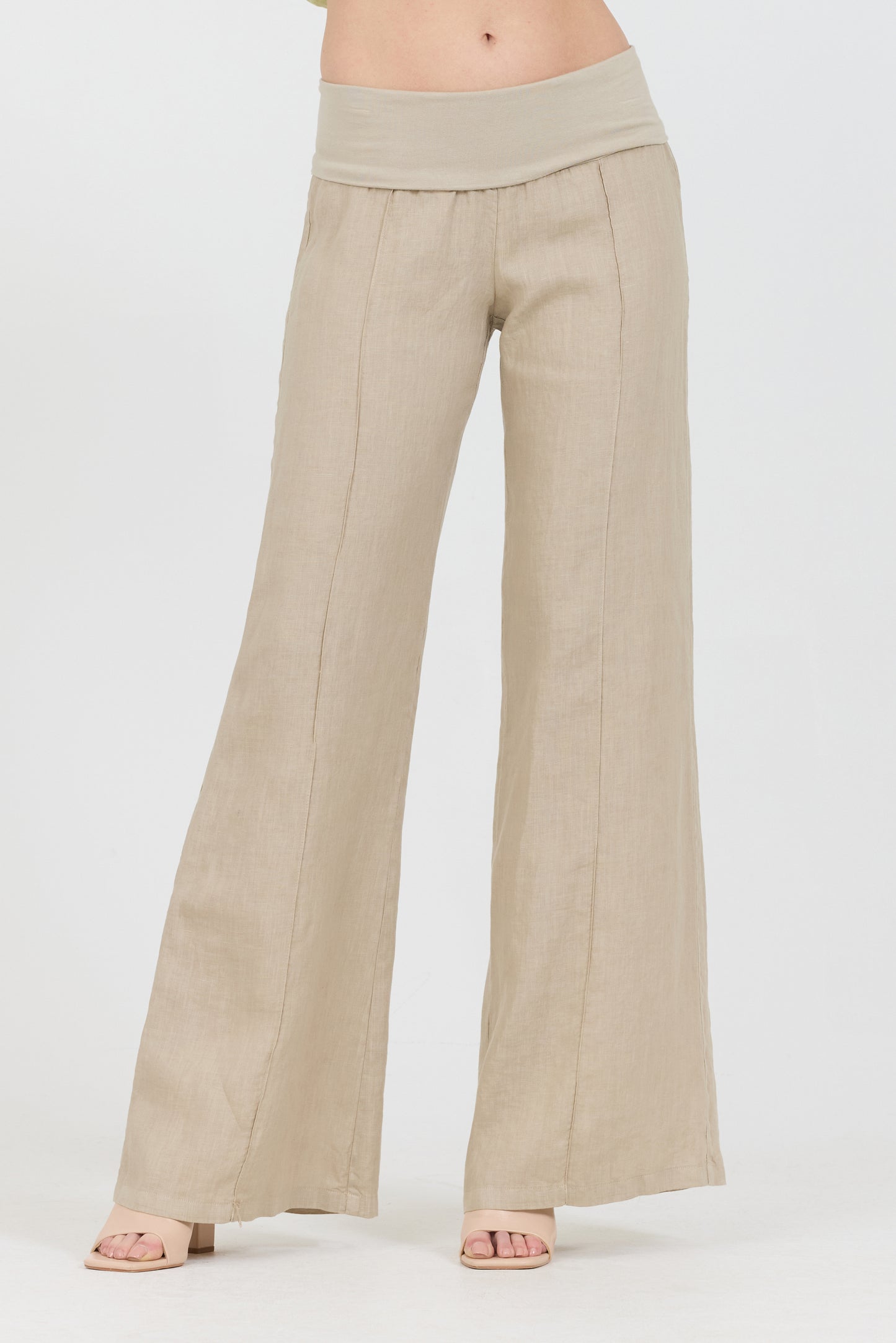 Linen Foldover Pants - Canvas