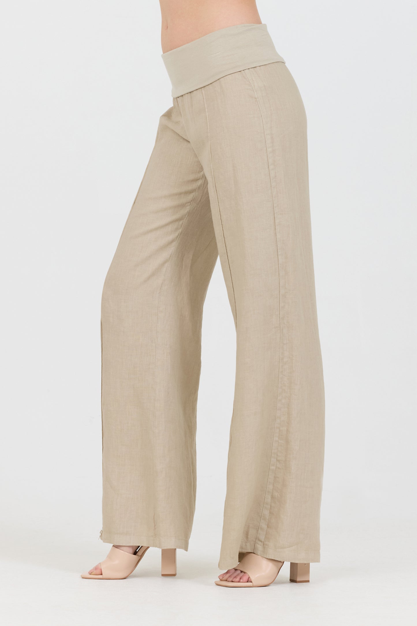 Linen Foldover Pants - Canvas