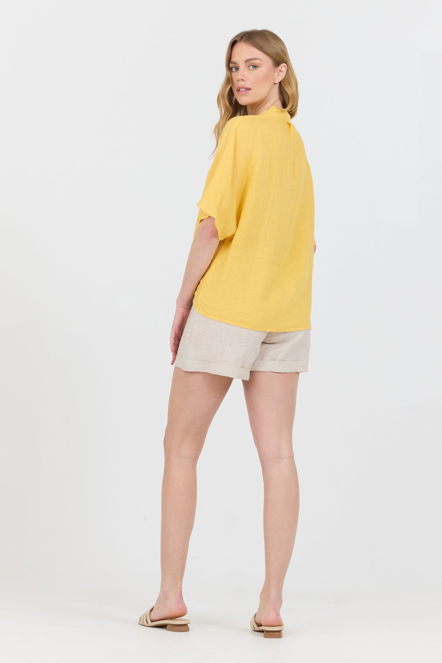 Linen V-Neck Shirt - Banana