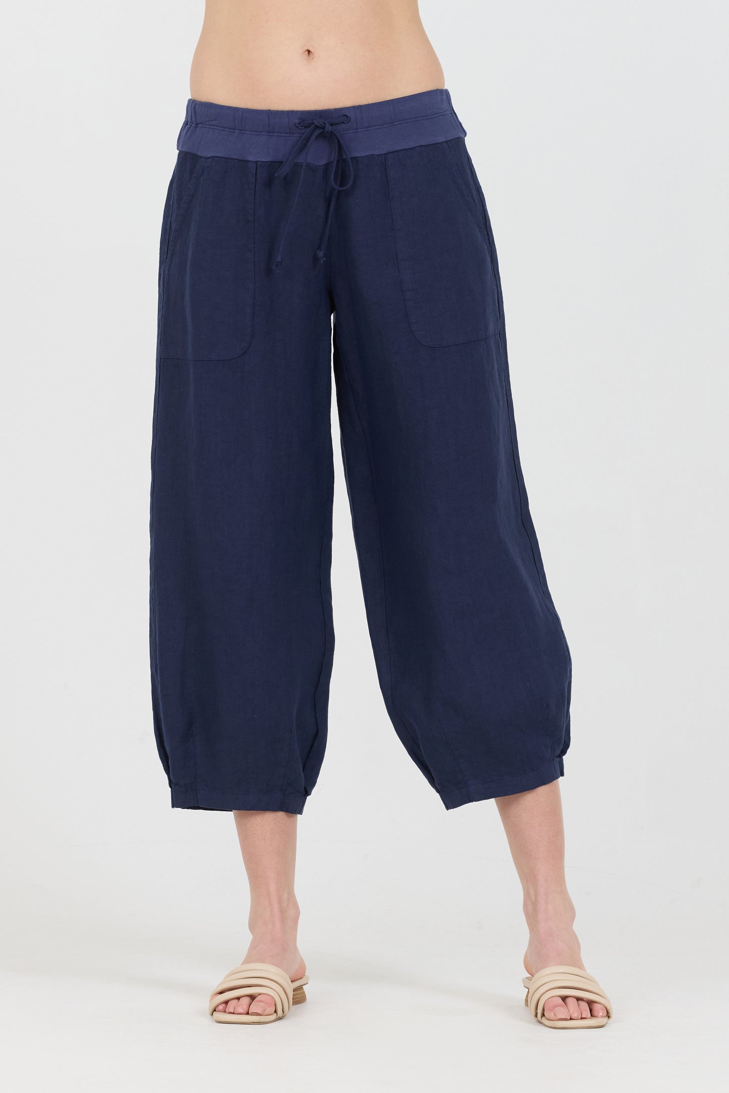 Drawstring Capris - Navy