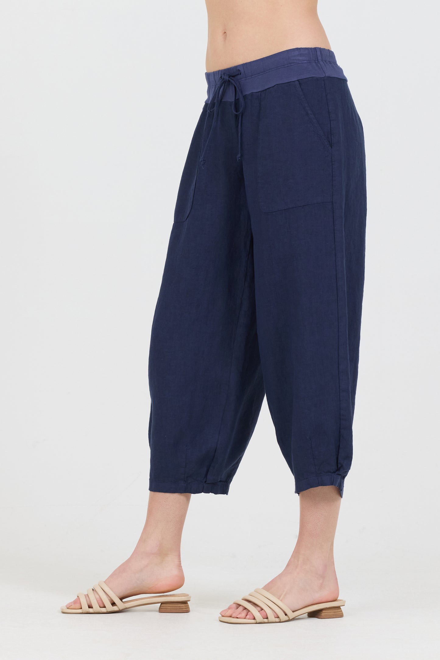 Drawstring Capris - Navy