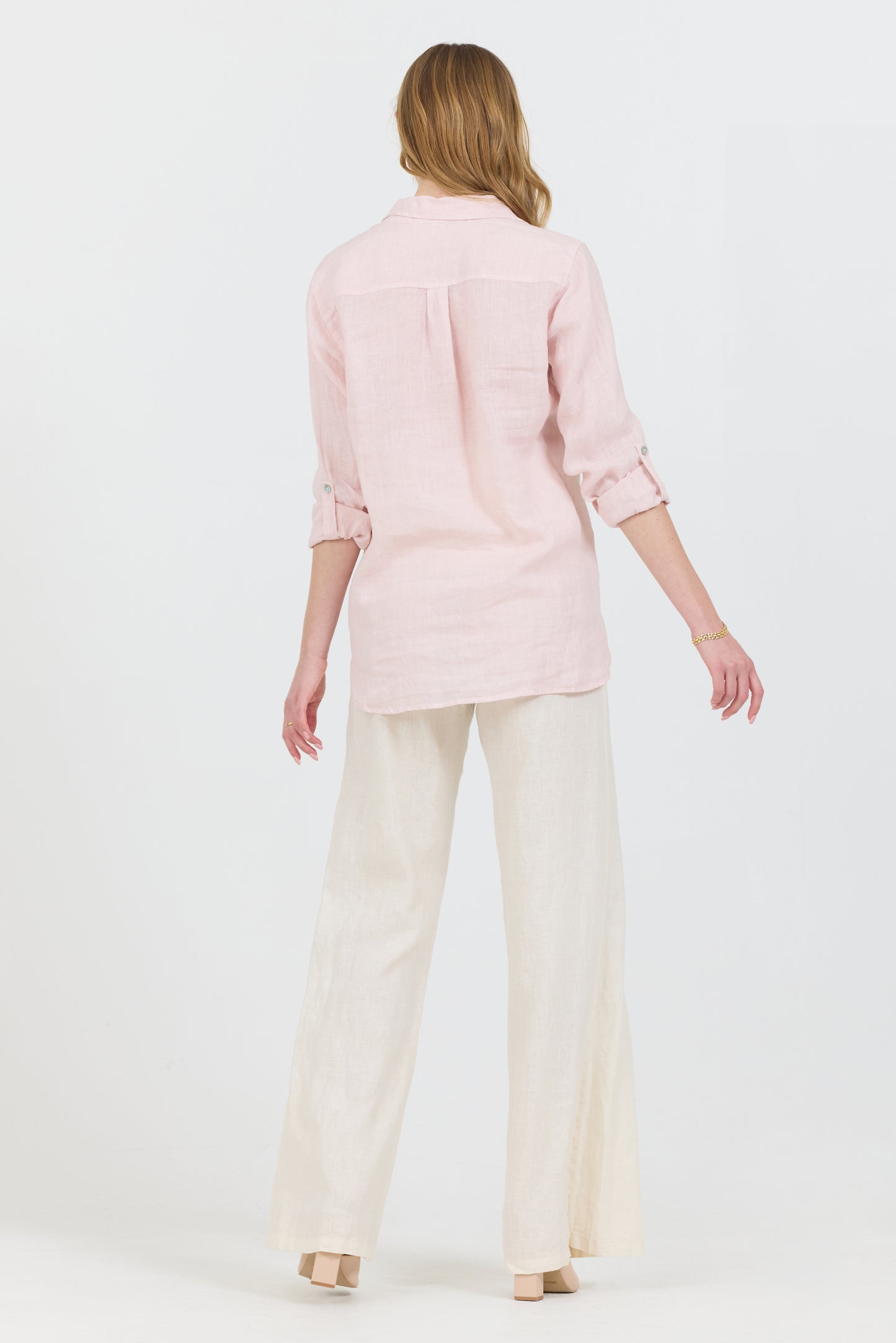 Linen Button Up Shirt - Flamingo