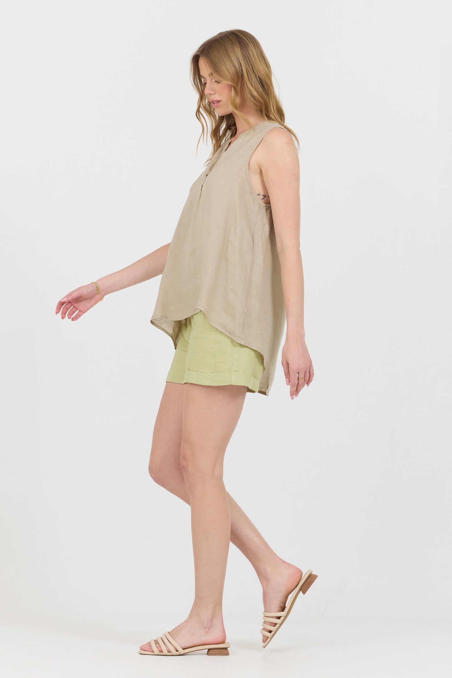 Linen V-Neck Tank - Canvas