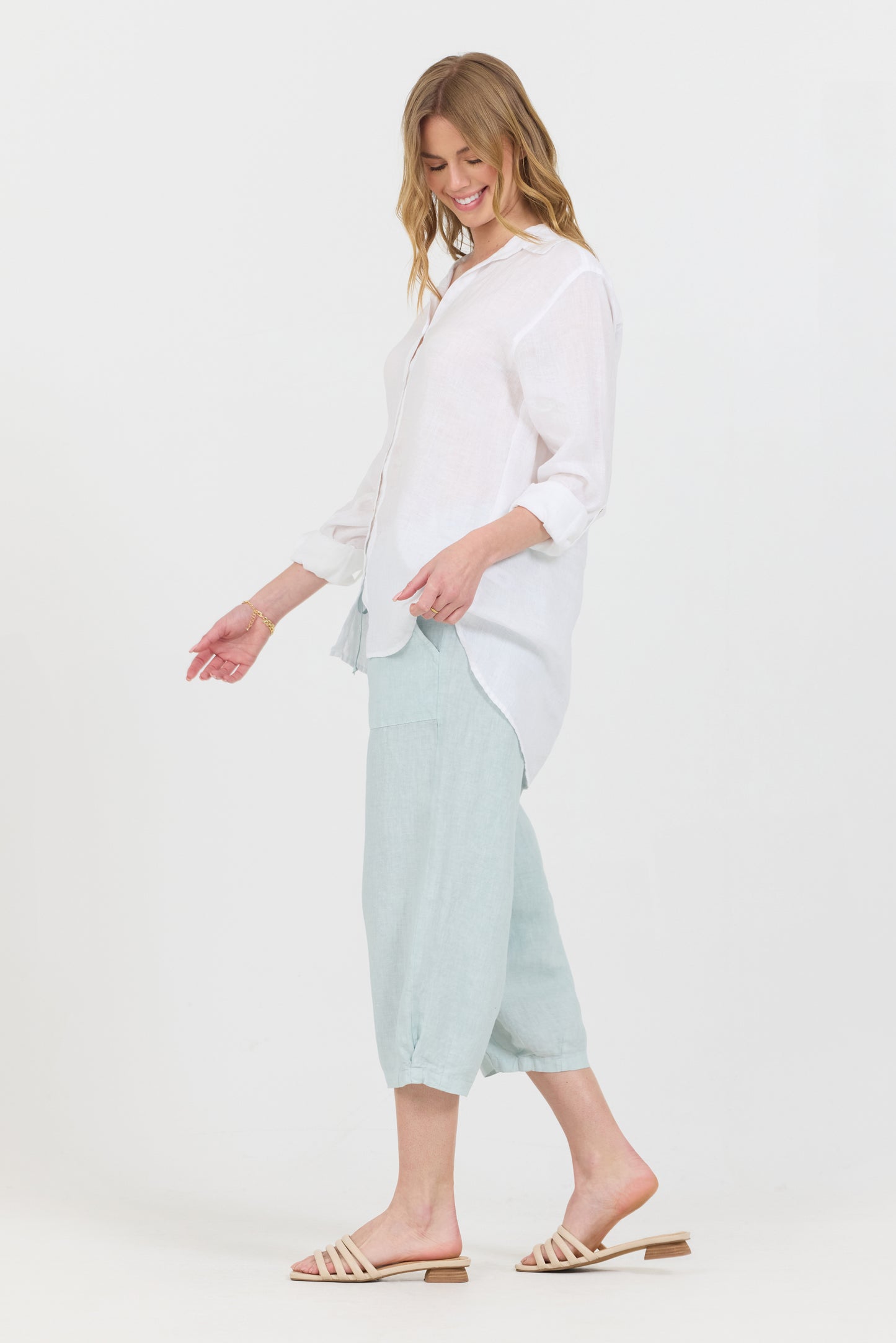 Linen Button Up Shirt - White