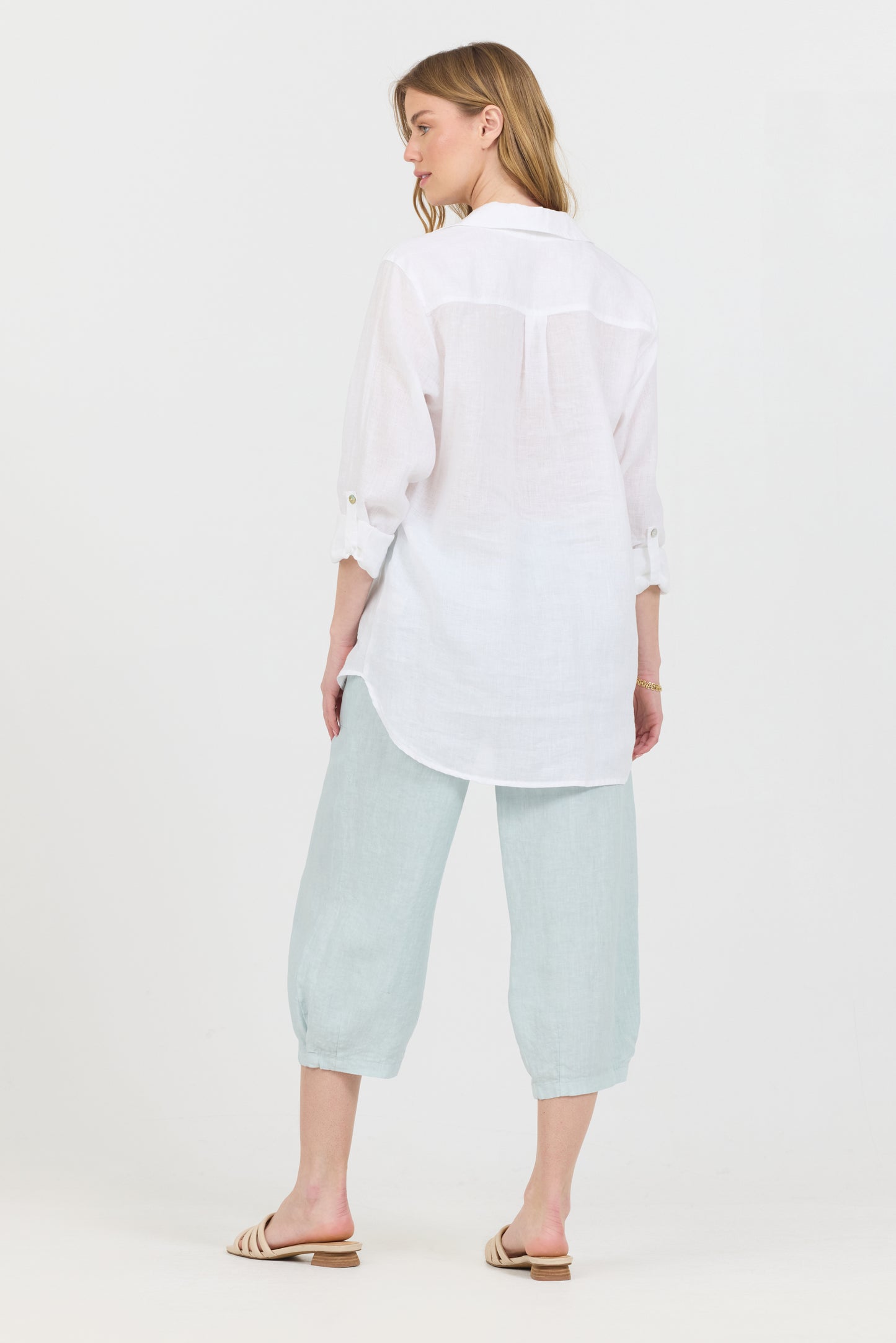 Linen Button Up Shirt - White