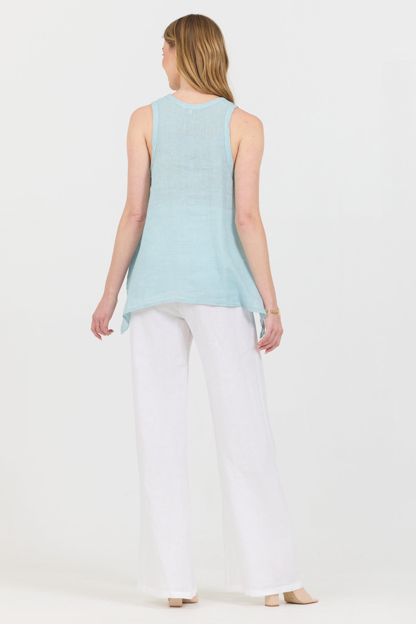 Uneven Linen Tank Top - Tiffany