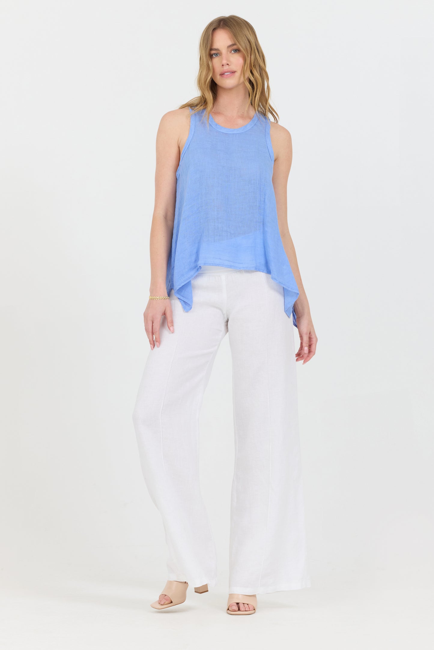 Uneven Linen Tank Top - Chambray