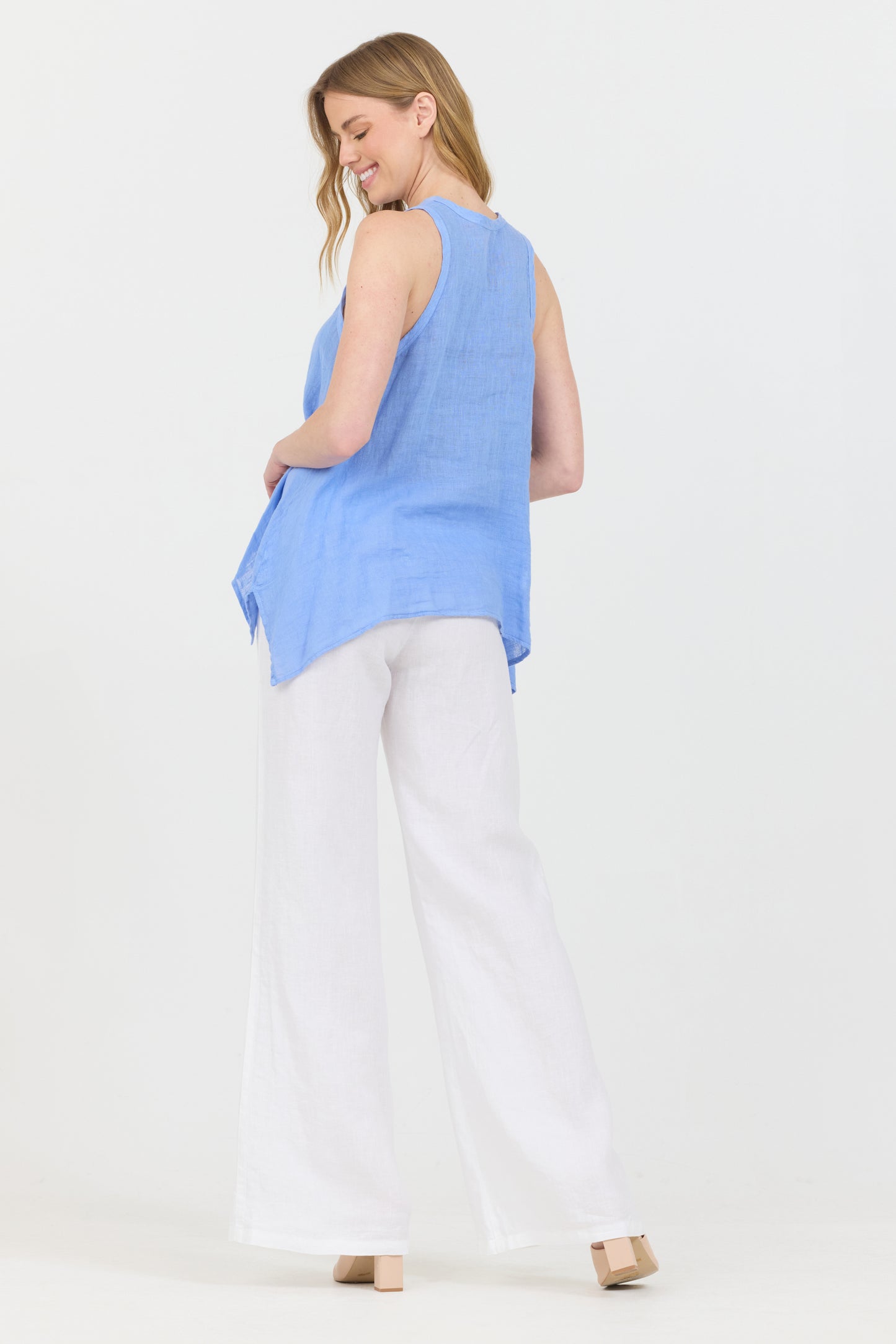 Uneven Linen Tank Top - Chambray