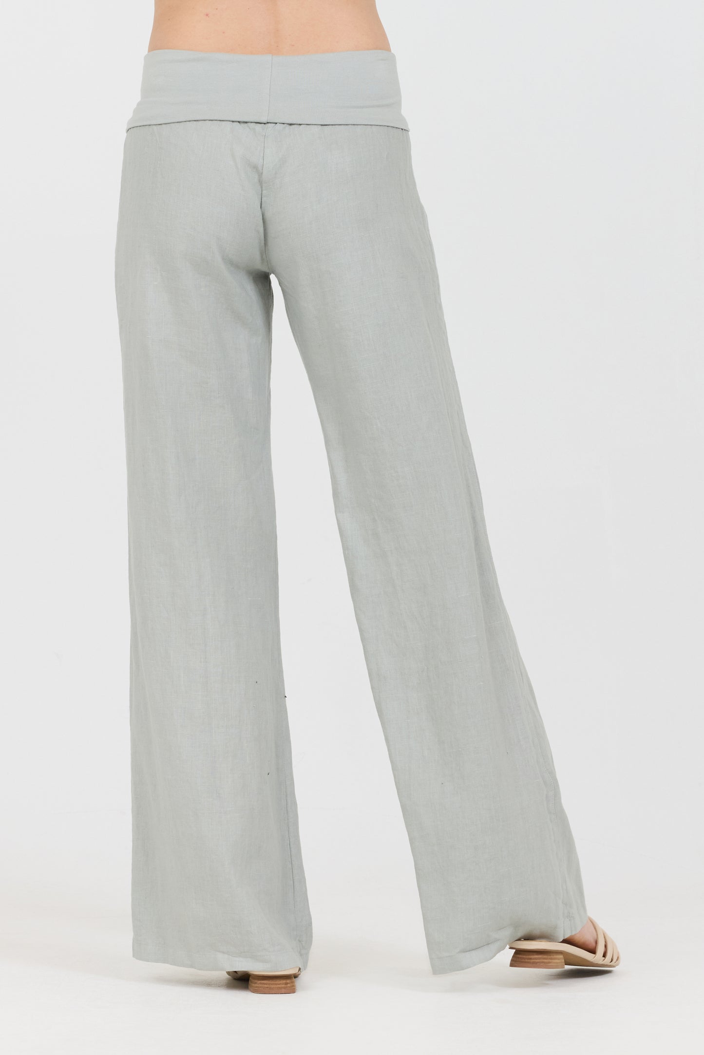 Linen Foldover Pants - Sage