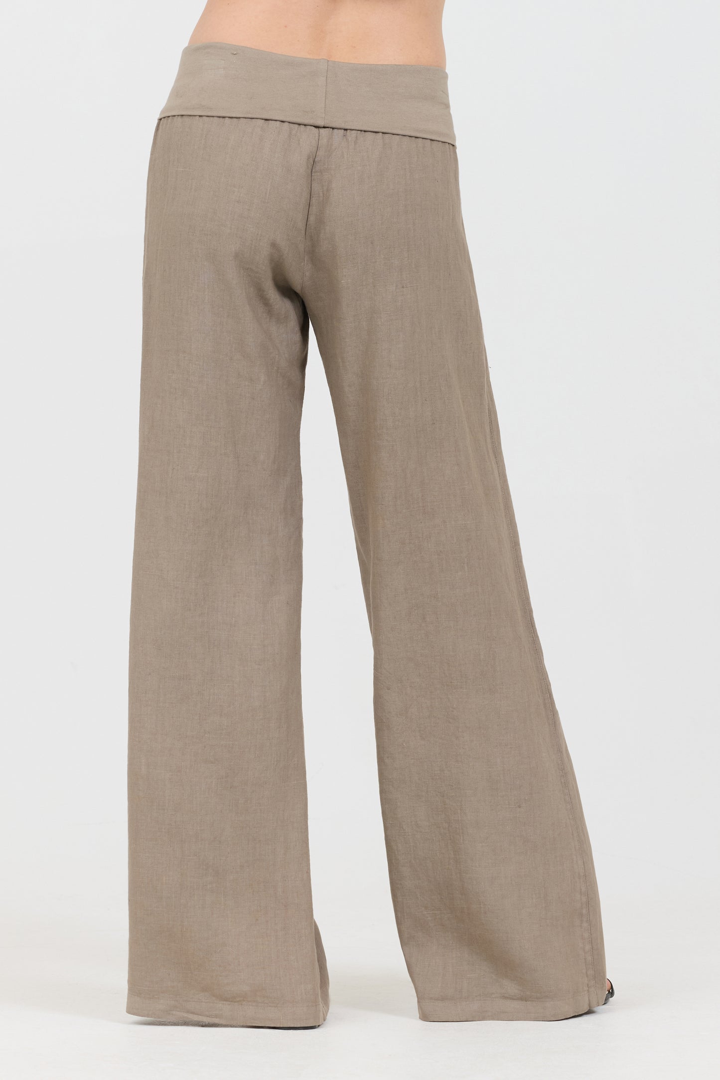 Linen Foldover Pants - Clay