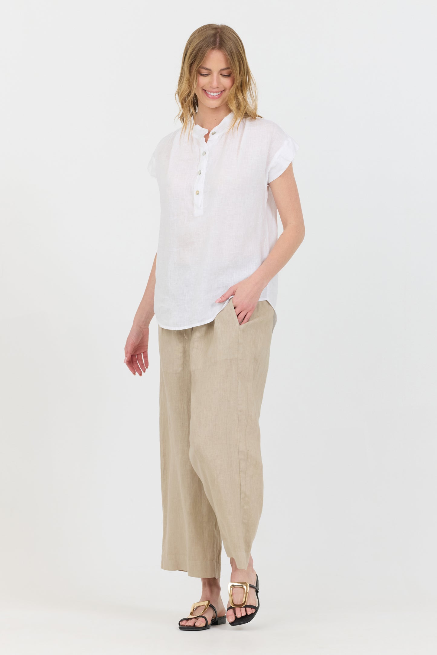 Linen Button Up - White