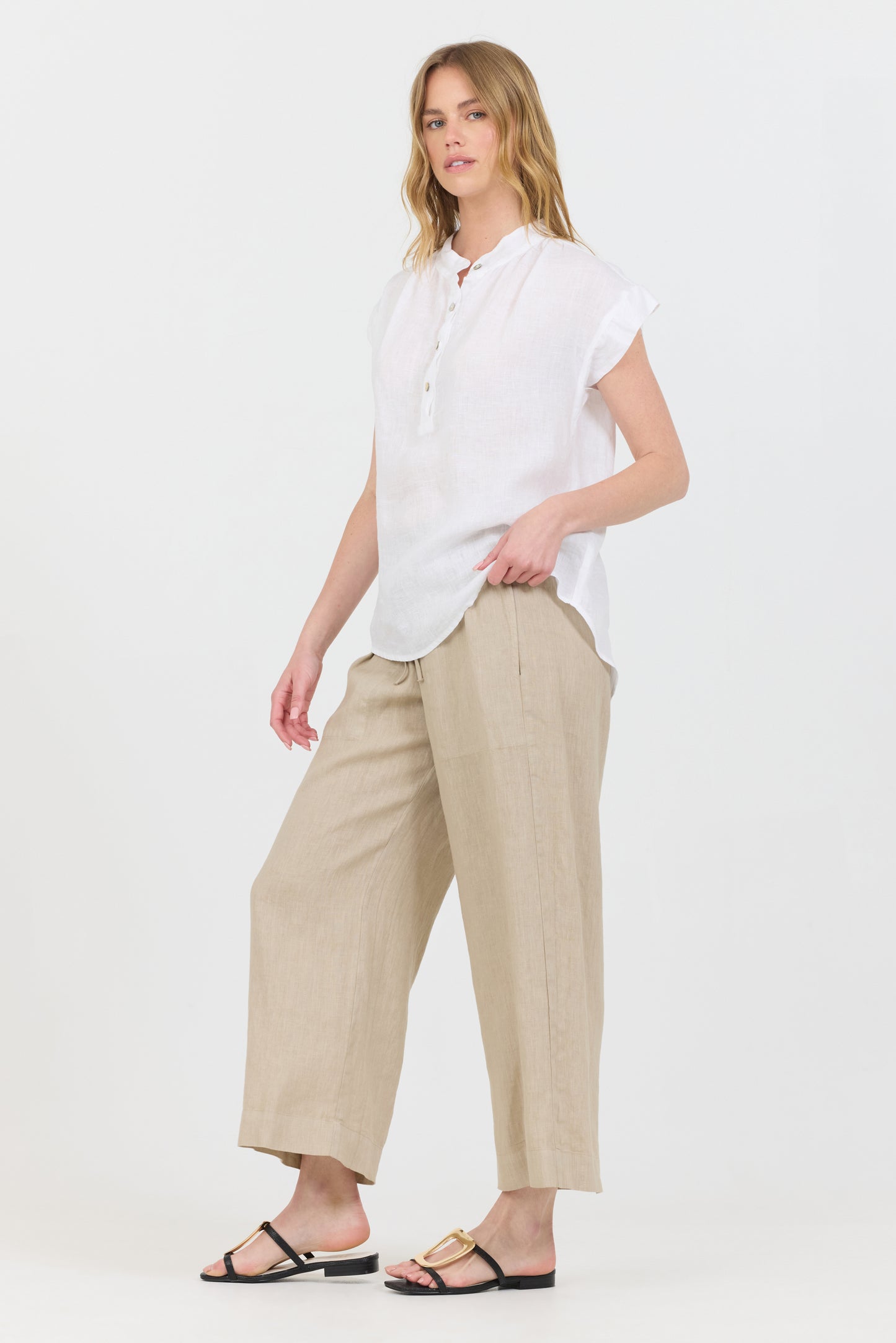 Linen Button Up - White