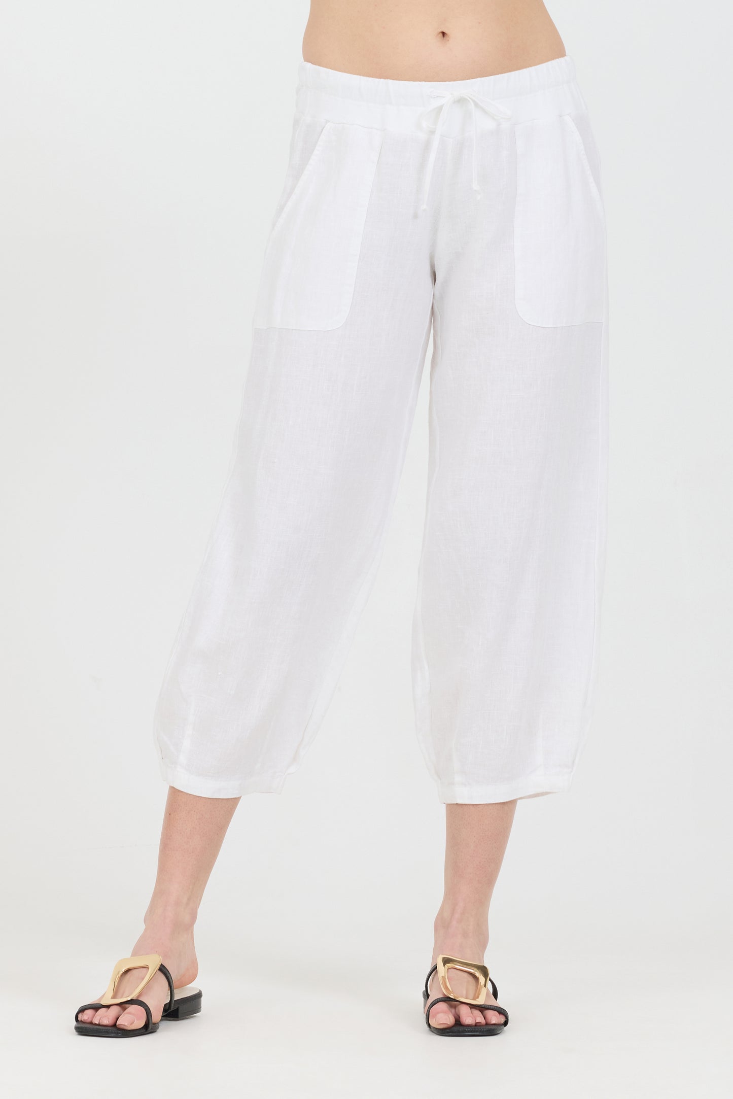 Drawstring Capri - White