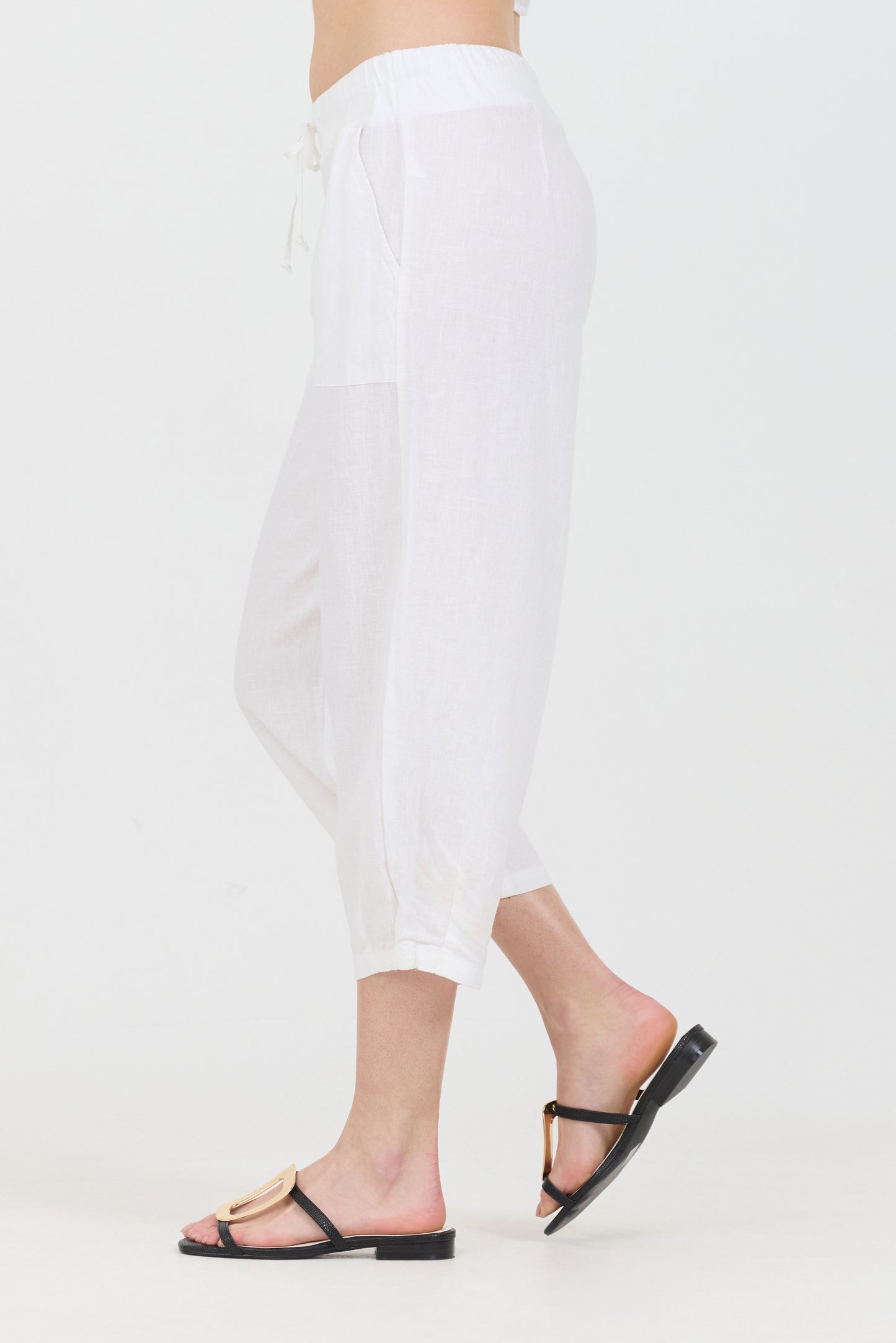 Drawstring Capri - White