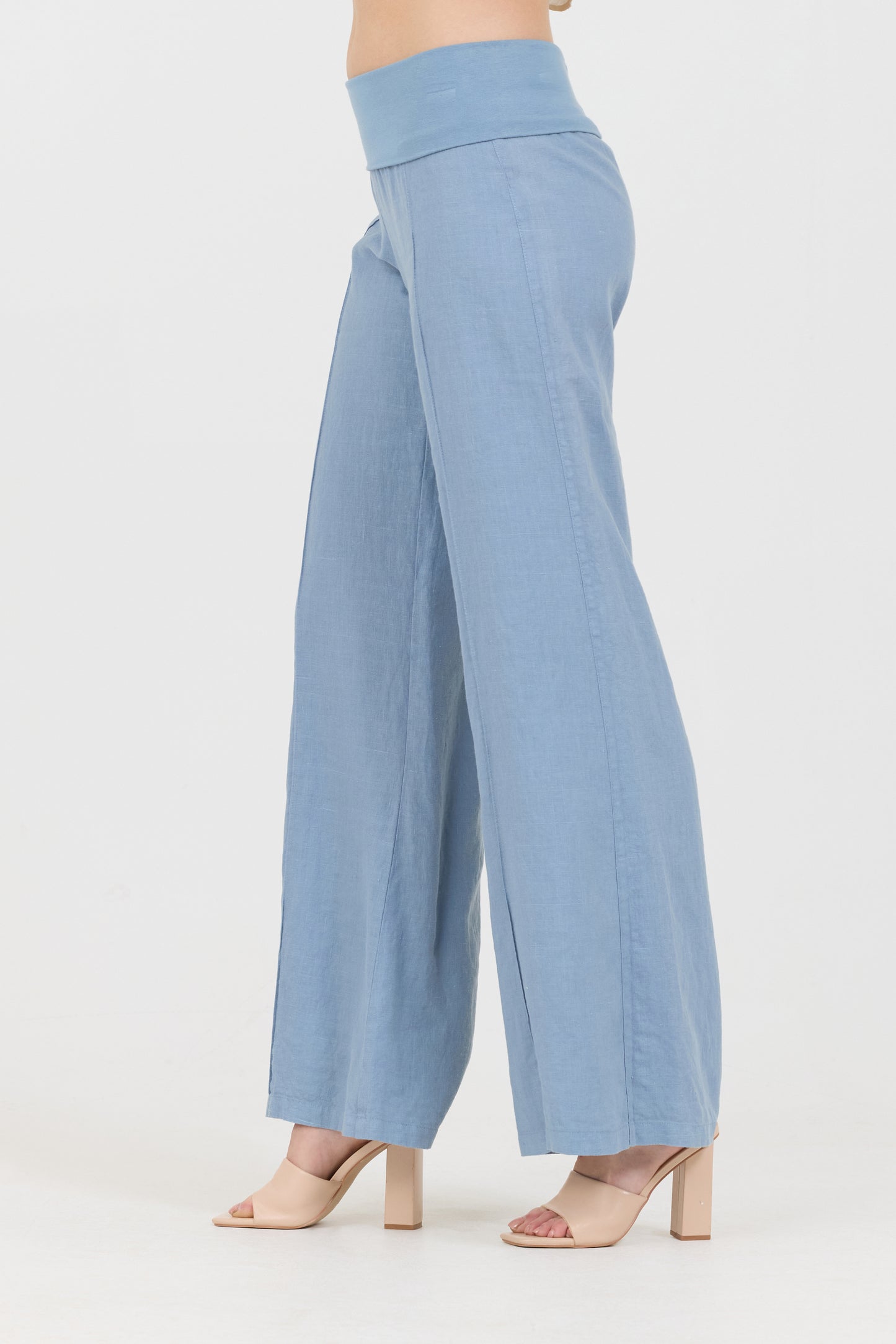 Linen Foldover Pants - Shade Blue