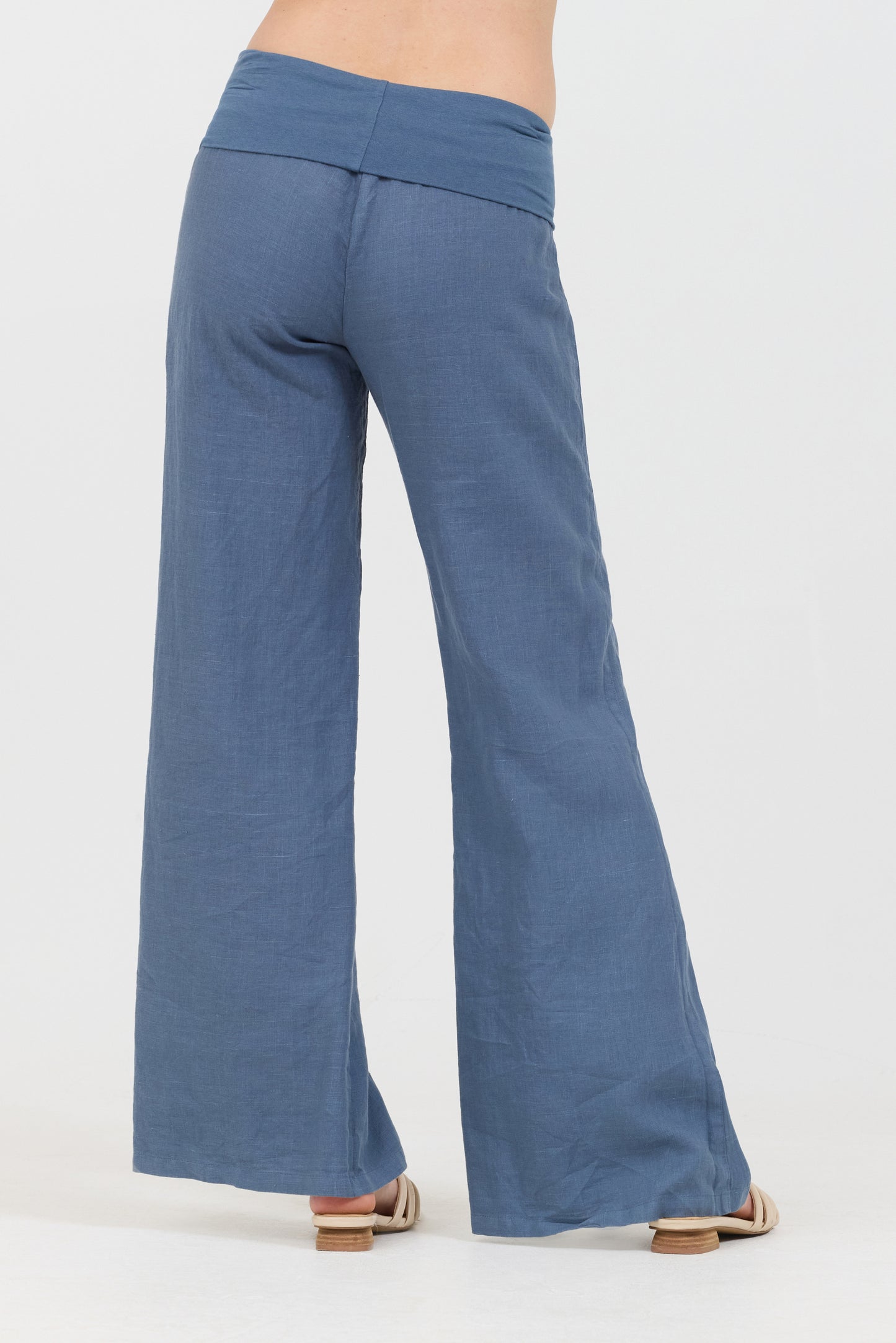 Linen Foldover Pants - Deep Sea