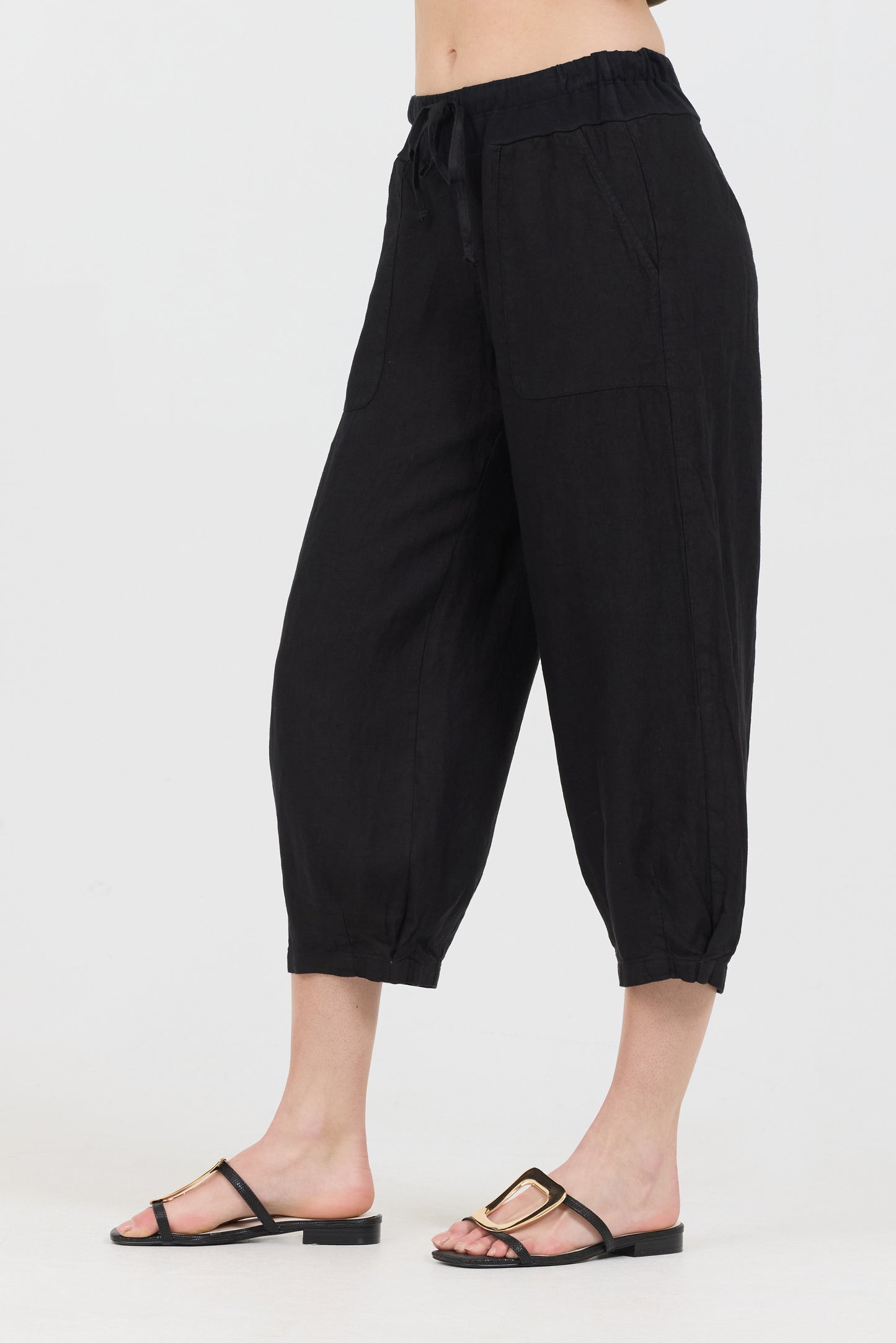 Drawstring Capris - Caviar