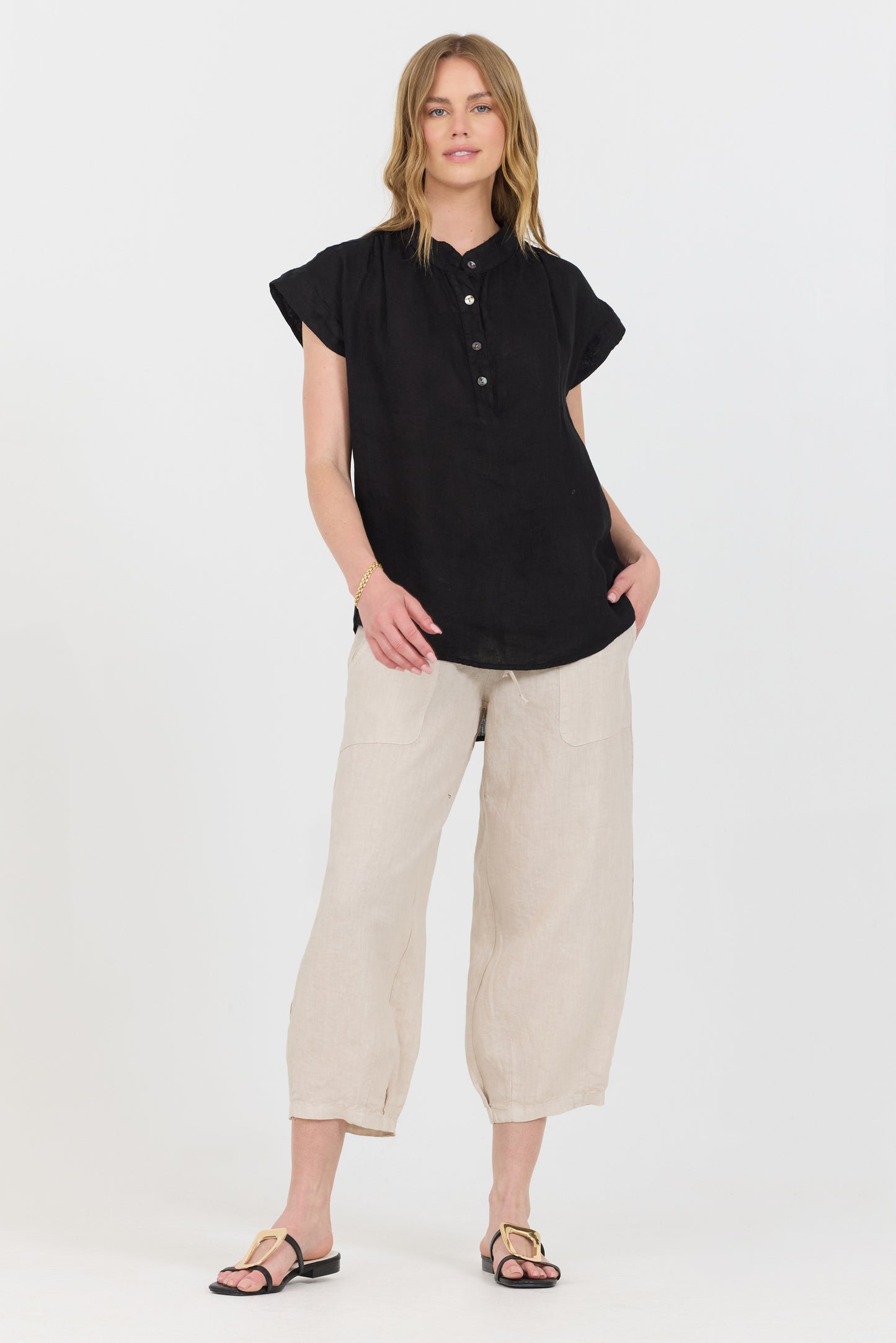 Linen Button Up - Black