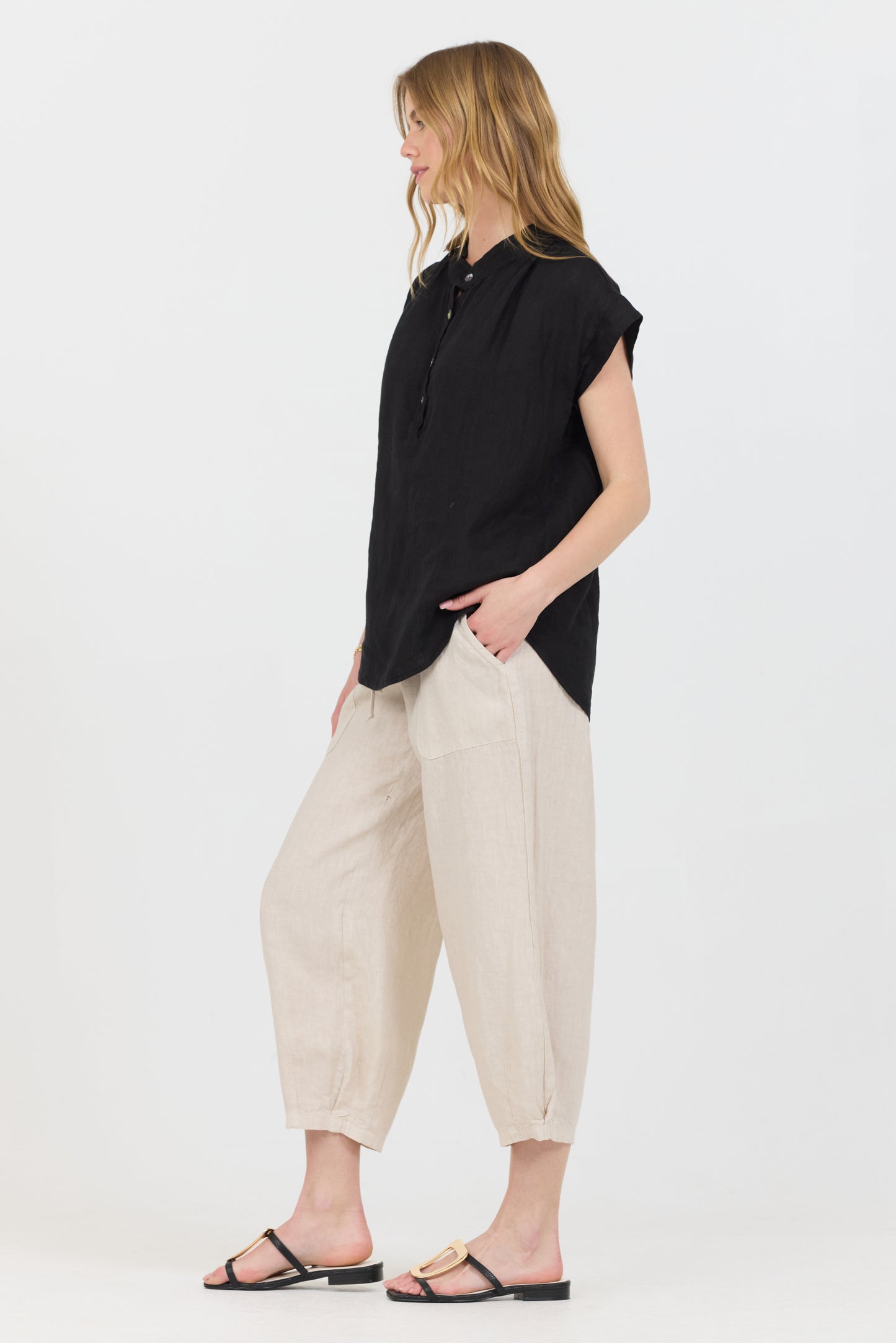 Linen Button Up - Black