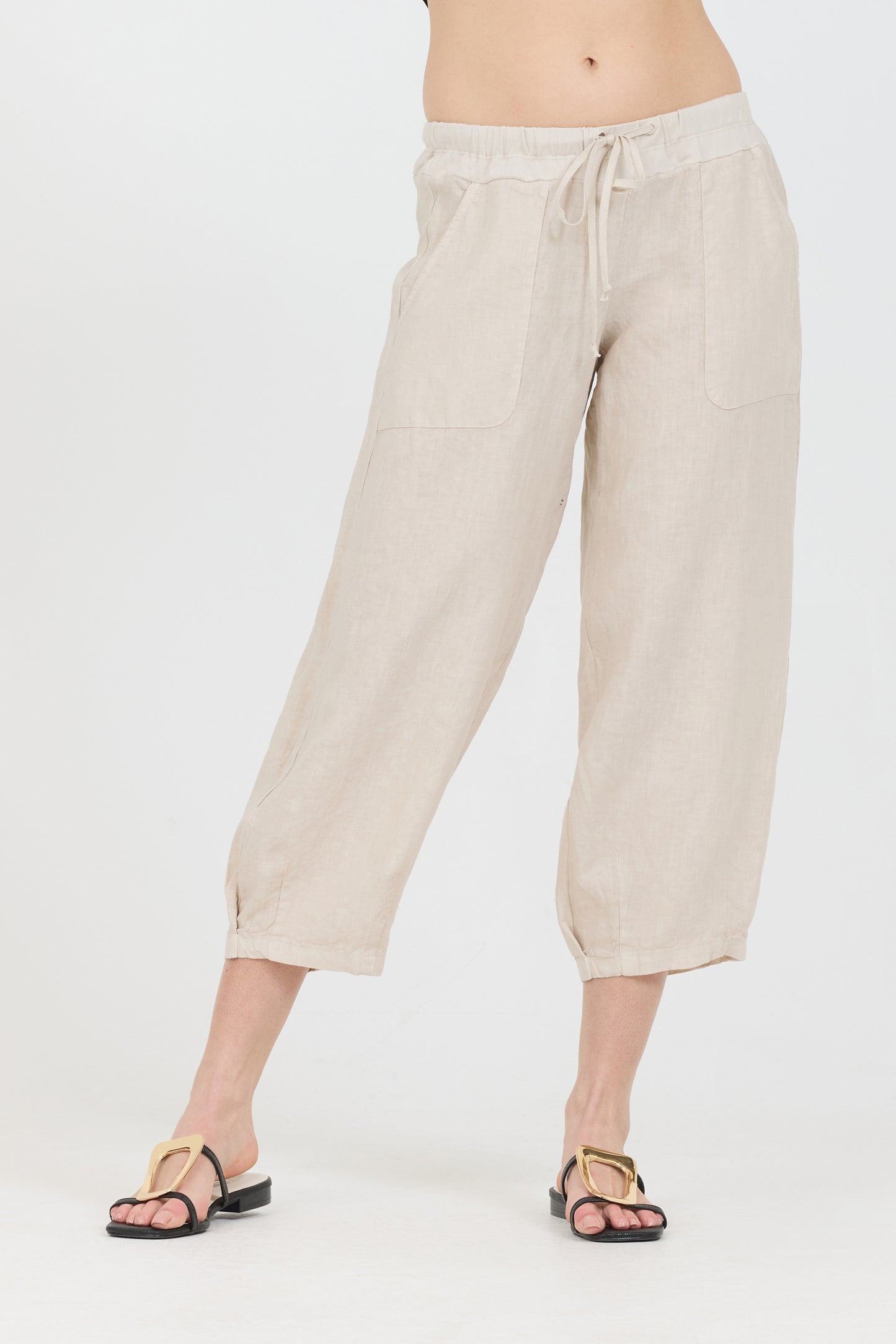 Drawstring Capris - Cream