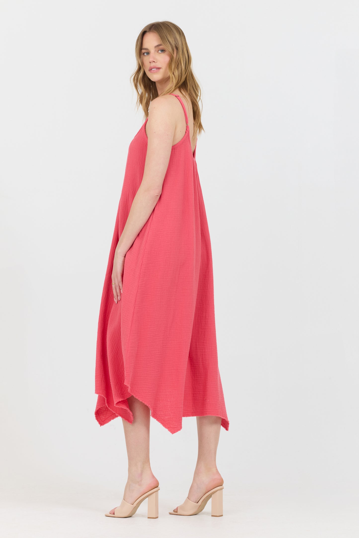 Sleeveless Gauze Dress - Raspberry