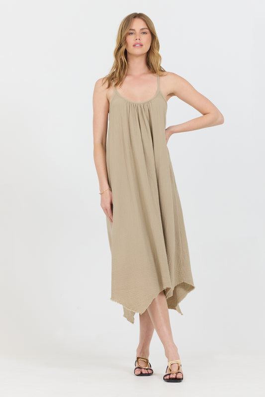 Sleeveless Gauze Dress - Canvas