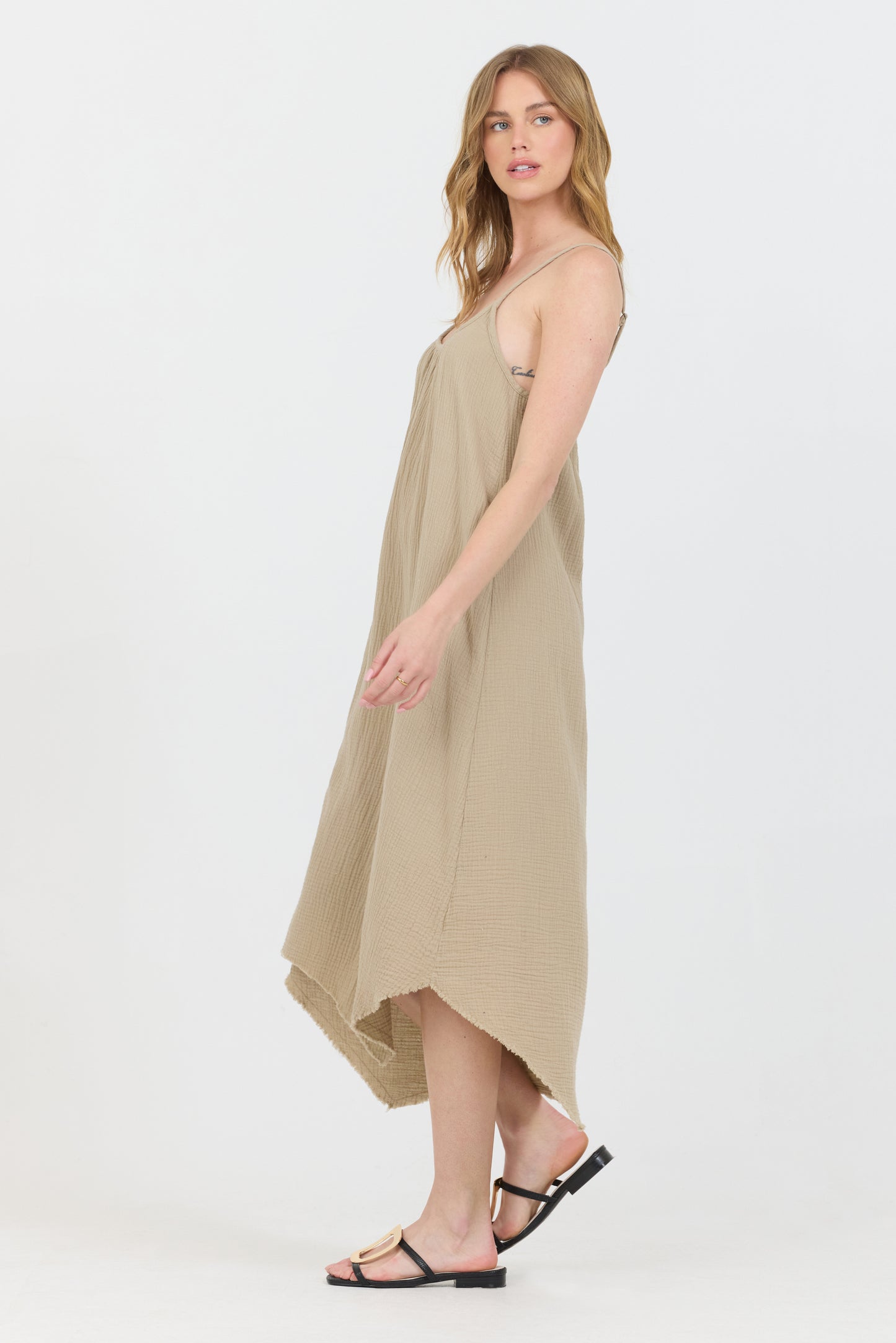 Sleeveless Gauze Dress - Canvas