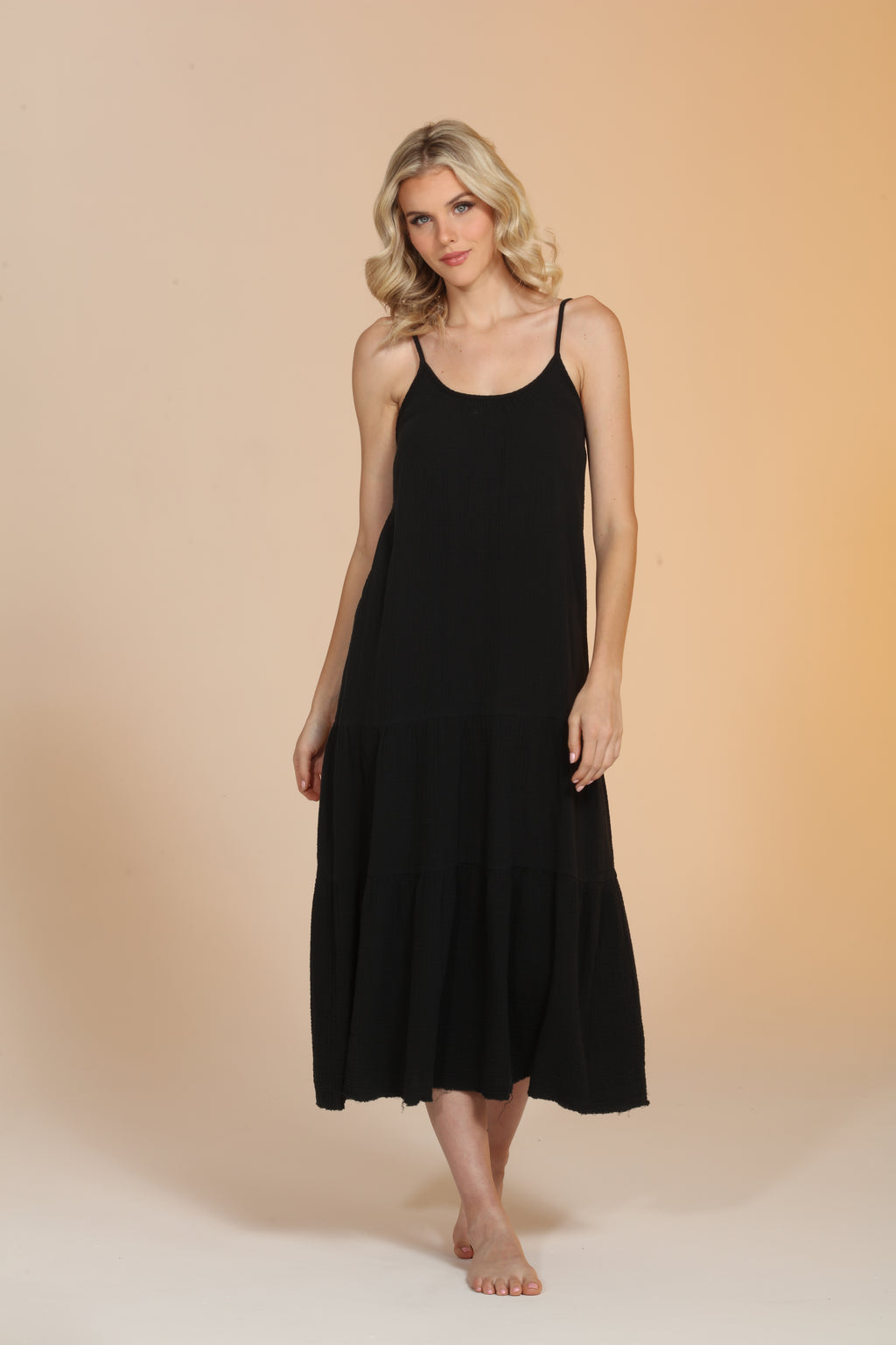 Gauze Flowy Dress - Black