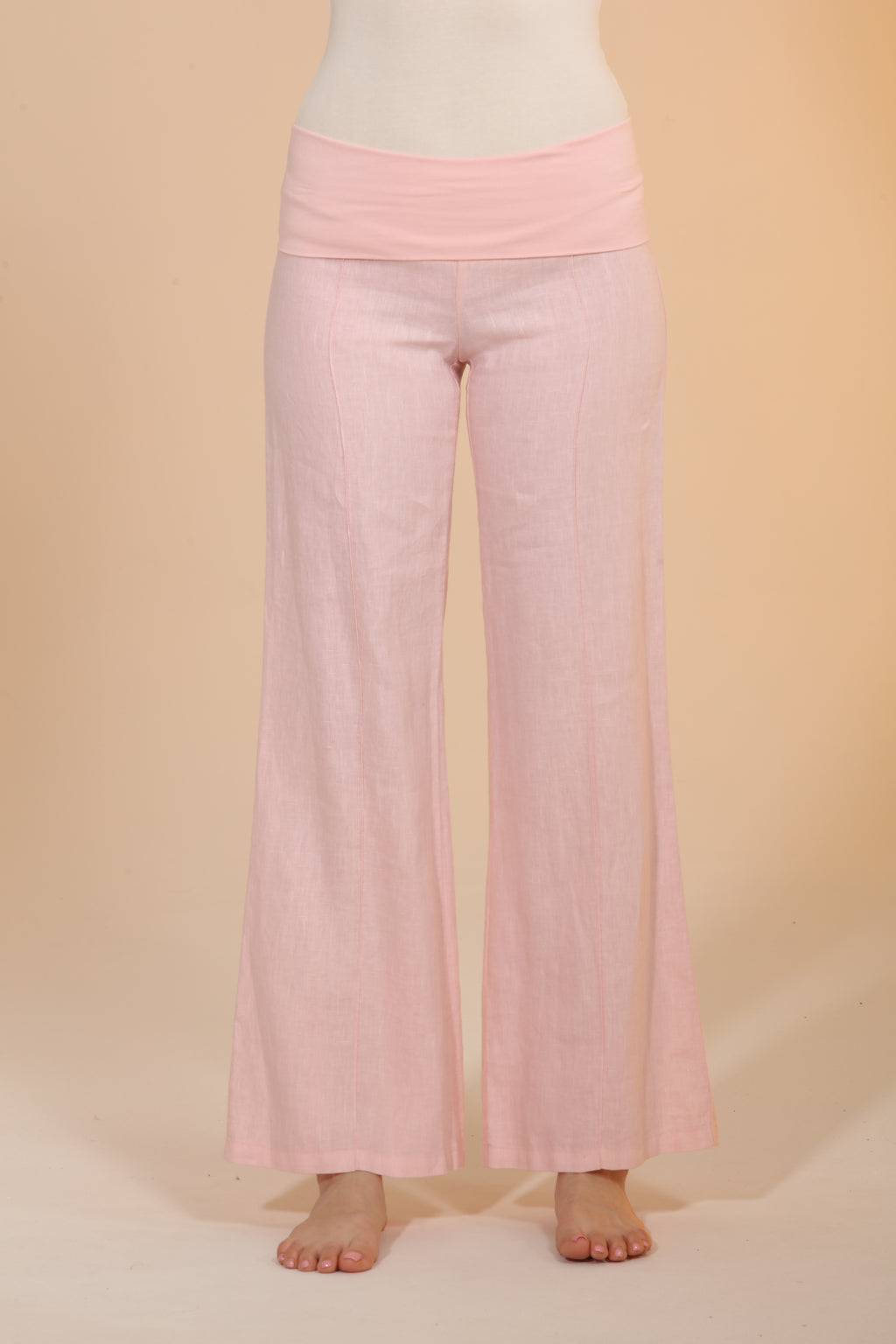 Linen Foldover Pants - Blush