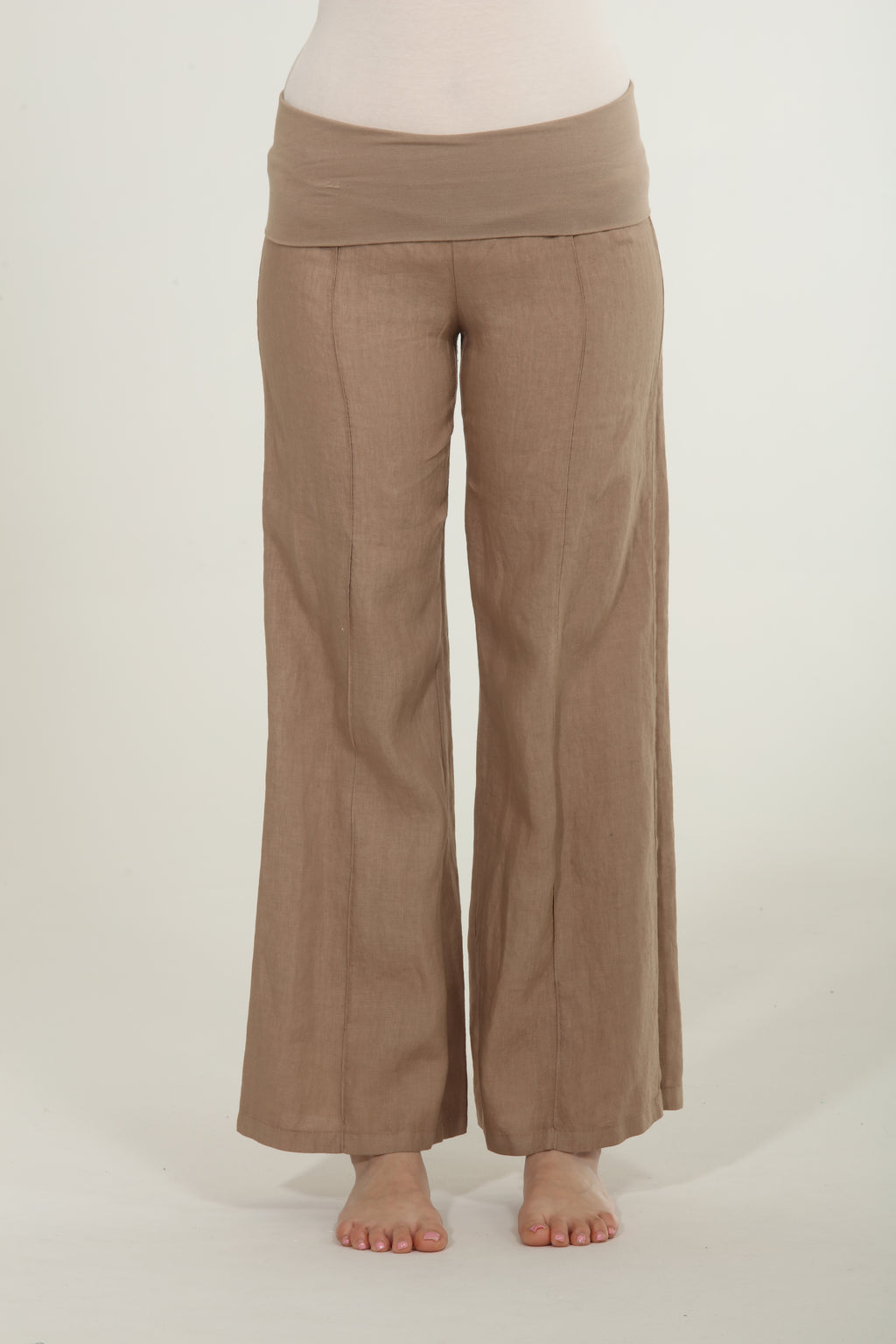 Linen Foldover Pants - Corriander