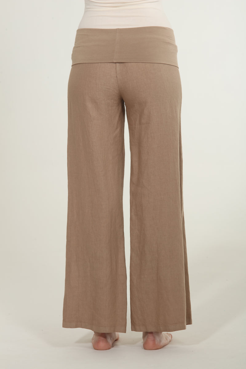 Linen Foldover Pants - Corriander