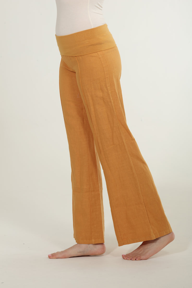 Linen Foldover Pants - Honey