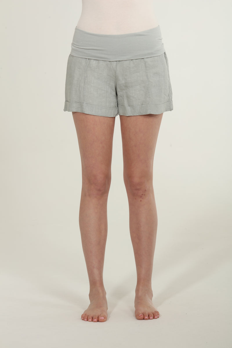 Linen Foldover Shorts - Sage