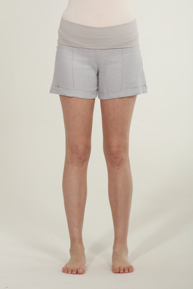 Striped Foldover Linen Shorts