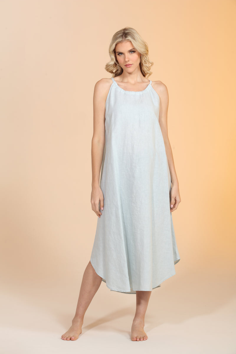 Linen Summer Dress - Baby Blue