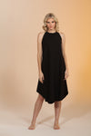 Linen Summer Dress - Flamingo - Black