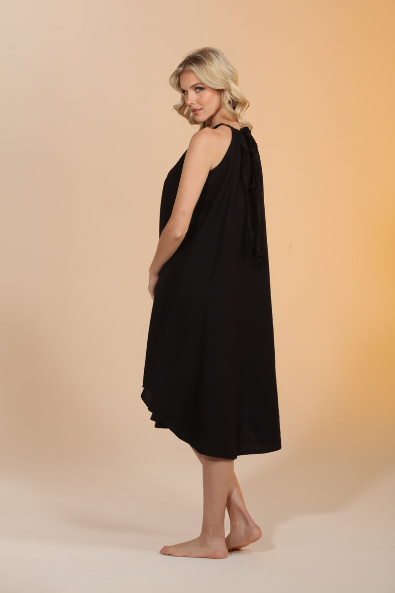 Linen Summer Dress - Black