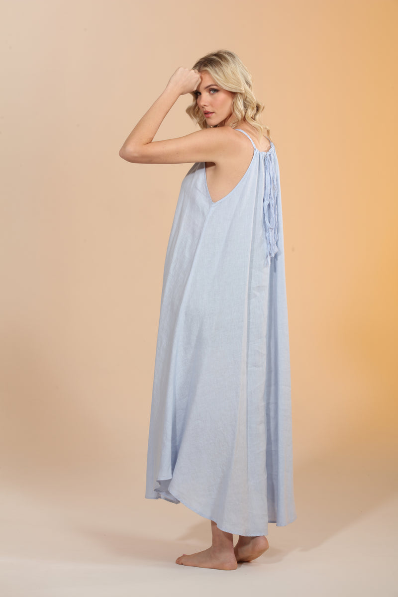 Linen Summer Dress - Baby Blue
