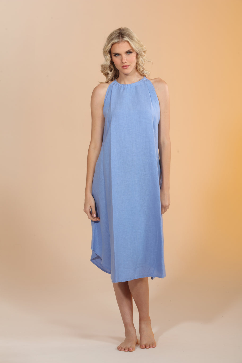 Linen Summer Dress - Sky Blue
