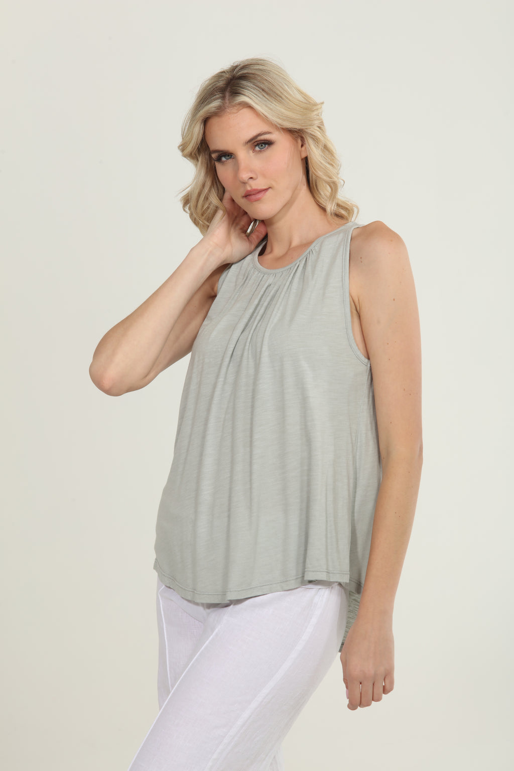 High Scoop Tank Top - Sage